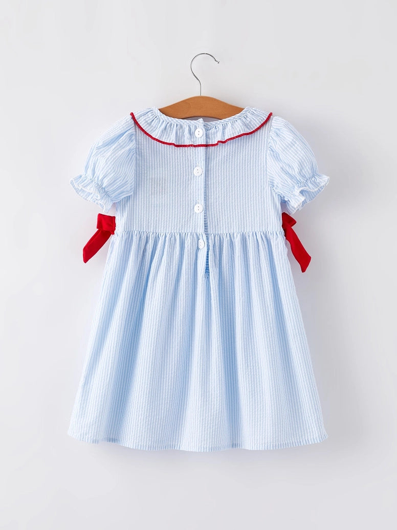 4th of July Smocking Star Embroidered Dress