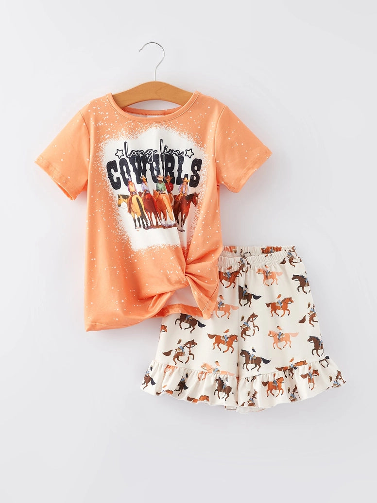 Western Girls Letter Print Outfits Set