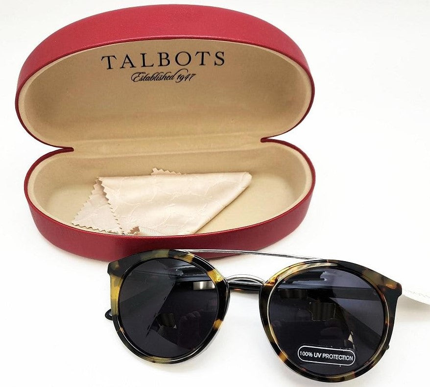 UV Round Tortoise Shell Sunglasses with Hinged Case