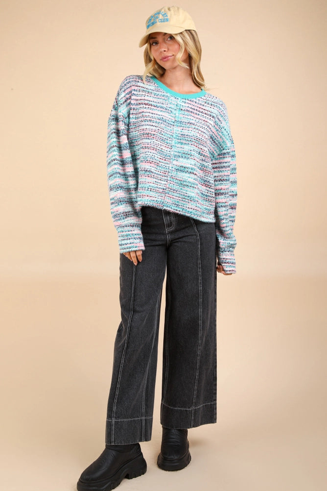 Multi- Color Bounce Oversized Knit Top