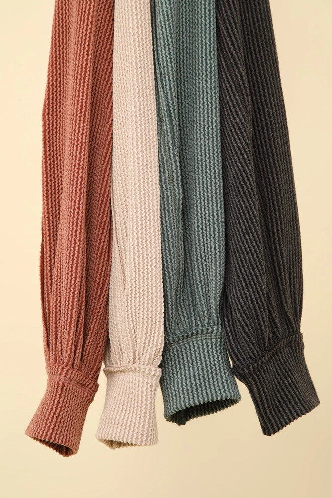 Two Tone Otto Ribbed Oversized Soft Comfy Knit Top