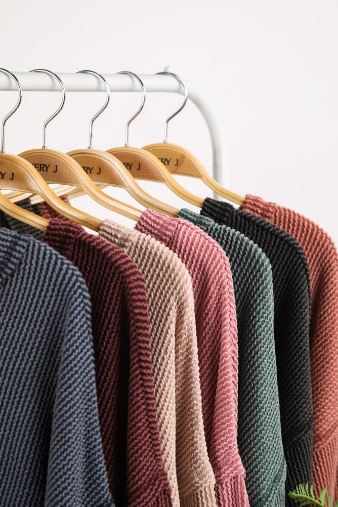 Two Tone Otto Ribbed Oversized Soft Comfy Knit Top