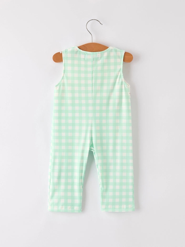 Thanksgiving Smock Embroidered Plaid Baby Boys Romper