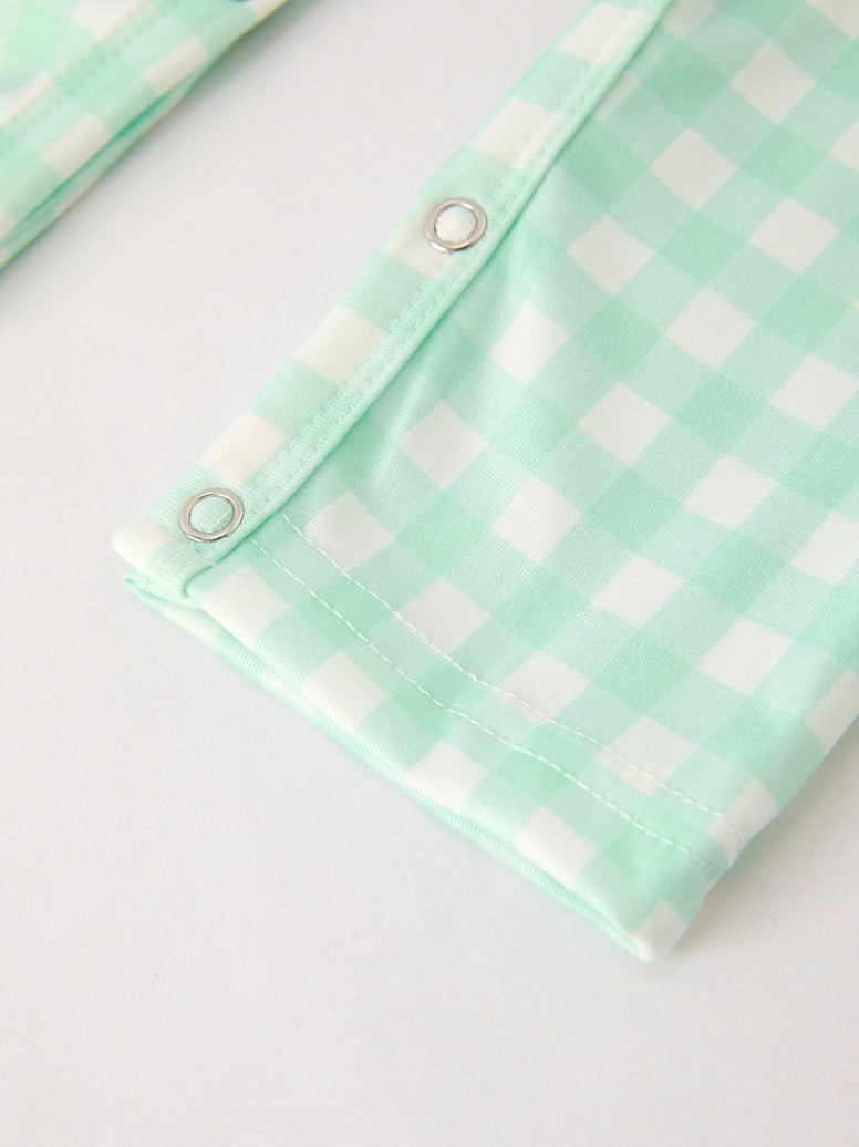Thanksgiving Smock Embroidered Plaid Baby Boys Romper