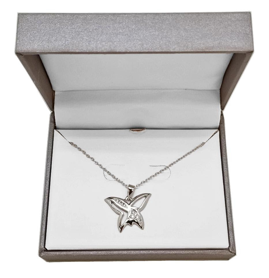 Butterfly Diamond and Silver Necklace