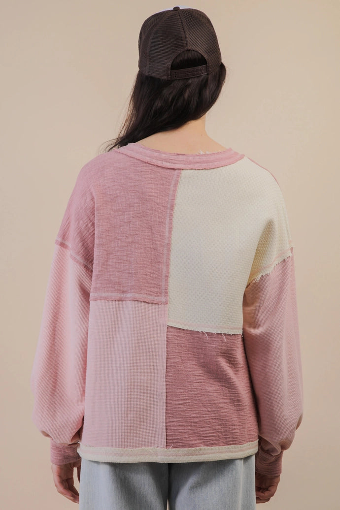 Oversized Color Block Casual Knit Top