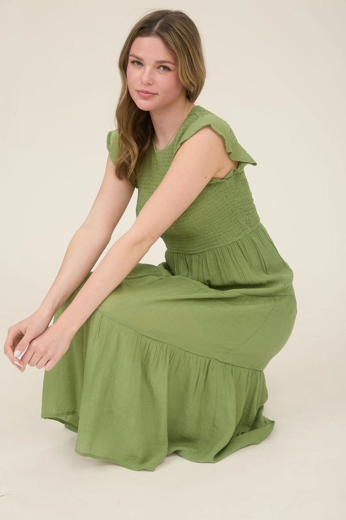 Smocked Tiered Midi Dress