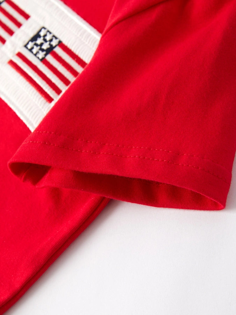 4th of July Flag Embroidery Smocking Boys Set