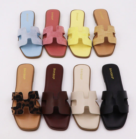 Bamboo H-Cutout Strap Sandals