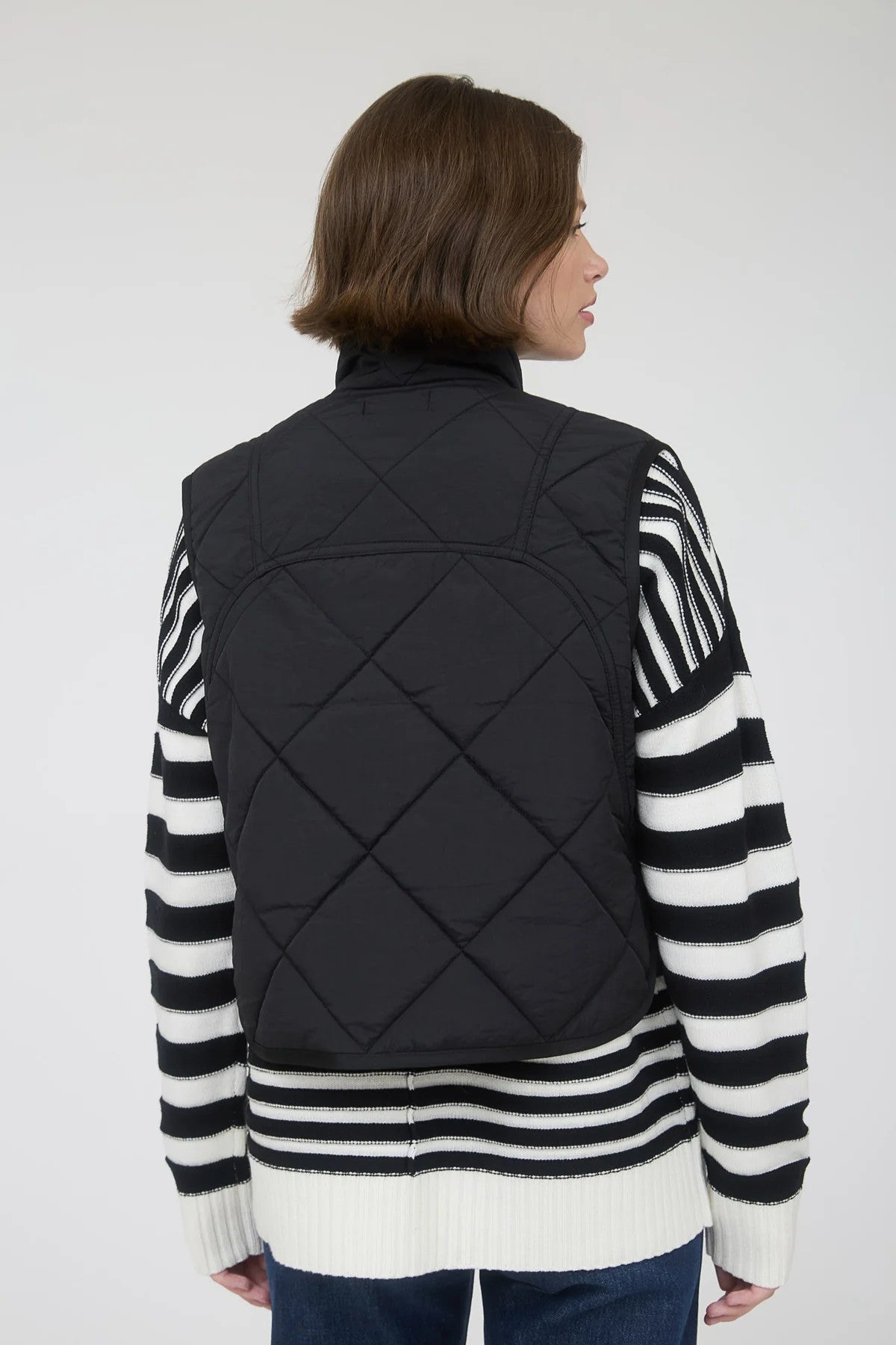 Snap Button Quilted Puffer Vest