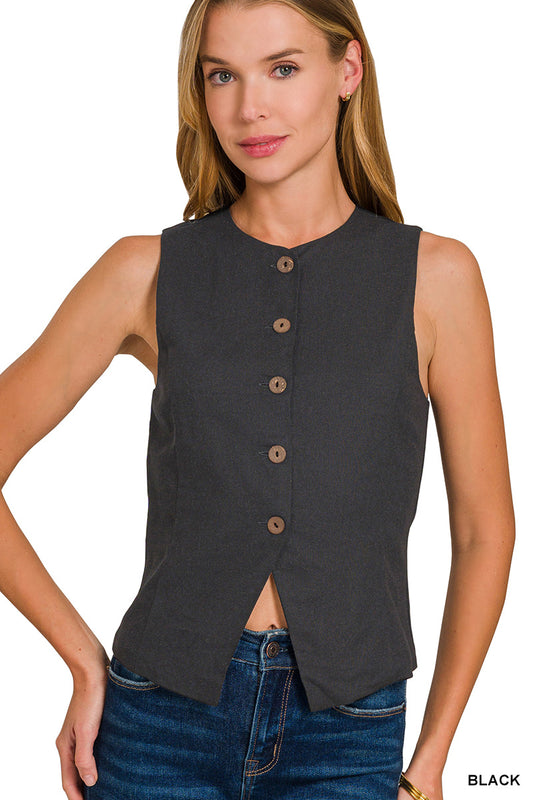 Linen 5 Button Vest