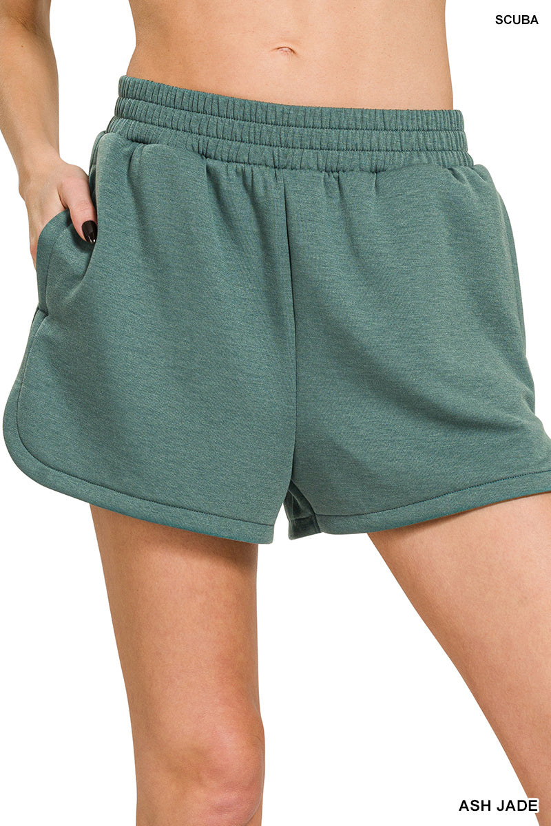 Scuba Elastic Waistband Dolphin Shorts
