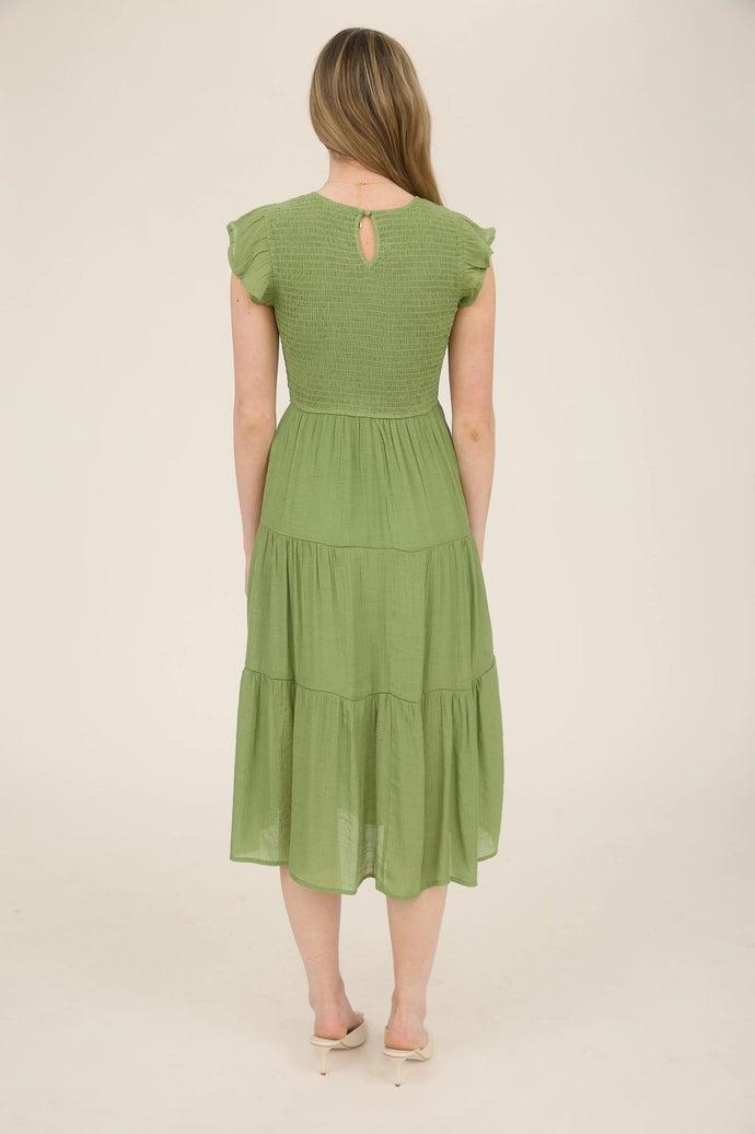 Smocked Tiered Midi Dress